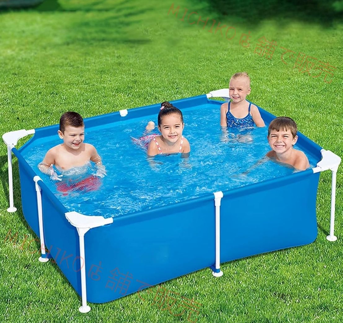 フレームのプール屋外の折りたたみスタンドスイミングプール家族 子供 大人 家族のプール頑丈設計 折りたたみ式 収納便利 排水キャップ付 空気入れ不要 お庭用 180 140 60cm ブルー