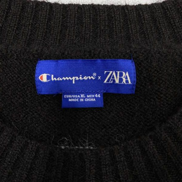 中古】Champion×ZARA ボーダーストライプ ニット XL チャンピオン×ザラ