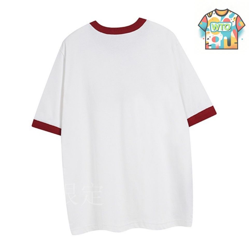 今日特価】Gucci クラシック刺繍 レッドカフ スリーブ 丸首 T