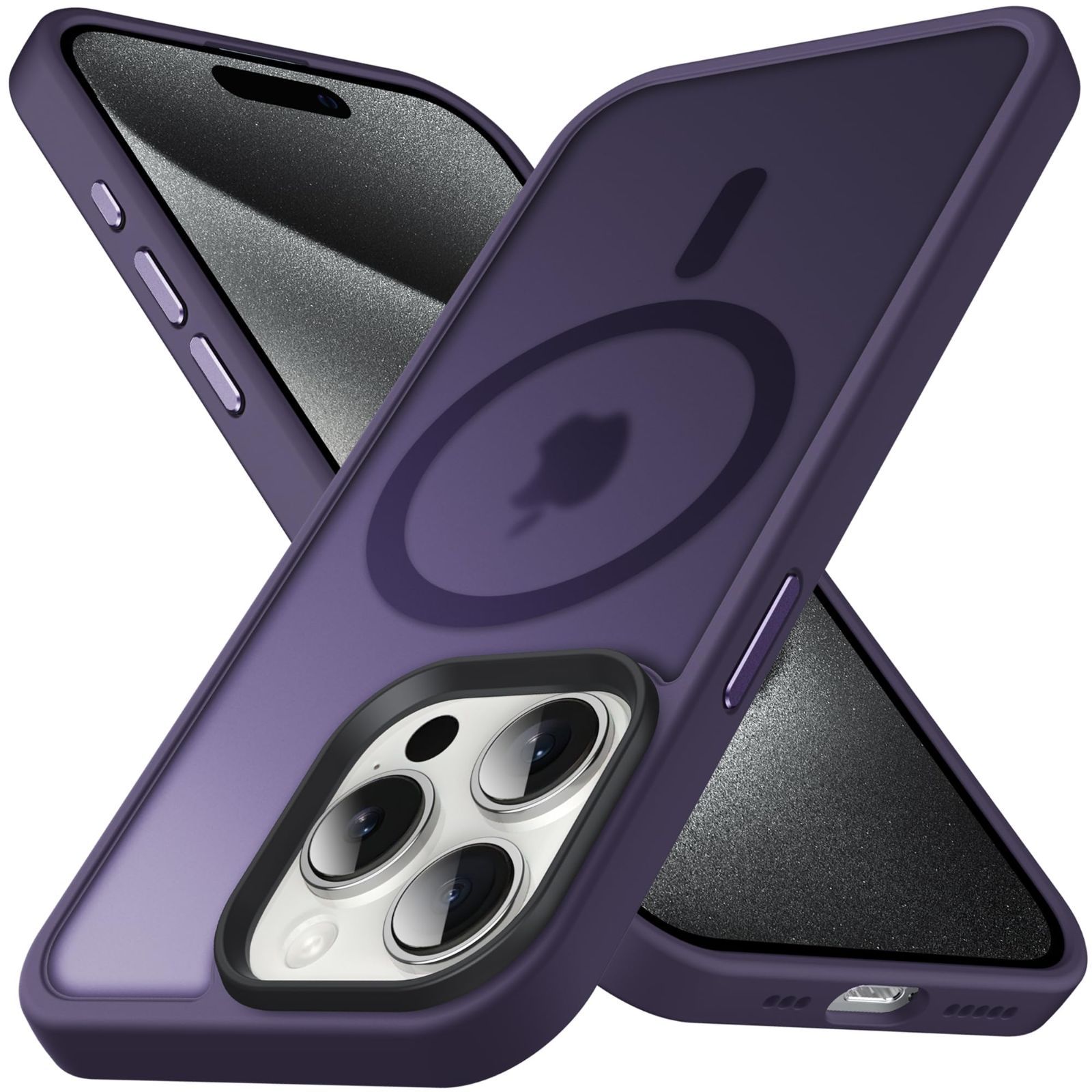 Anqrp iPhone 15 Pro Max ケース [Magsafe対応] マグネット搭載 マグセーフ 充電対応 半透明 マット感 耐衝撃 米軍MIL規格 指紋防止 ストラップホール付き スマホケース アイフォン15 Pro Max カバー 6
