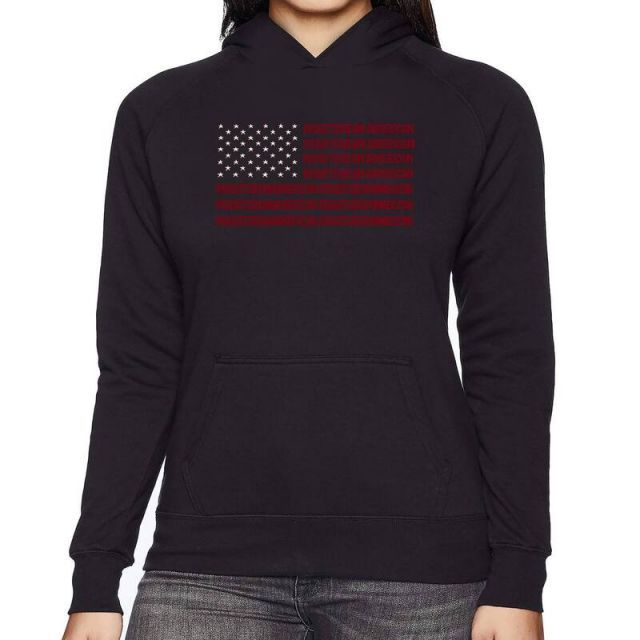 売れ筋商品|||エルエーポップアート カットソー トップス レディース Women's Christmas man Word Art Hooded Sweatshirt Black 送料無料】 エルエーポップアート レディース Tシャツ トップス