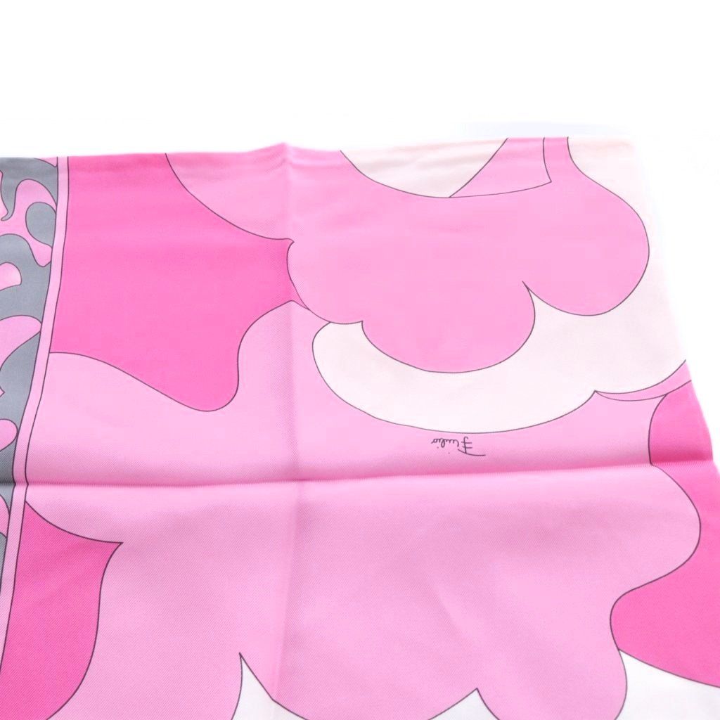 エミリオプッチ EMILIO PUCCI シルク スカーフ 総柄 ピンク