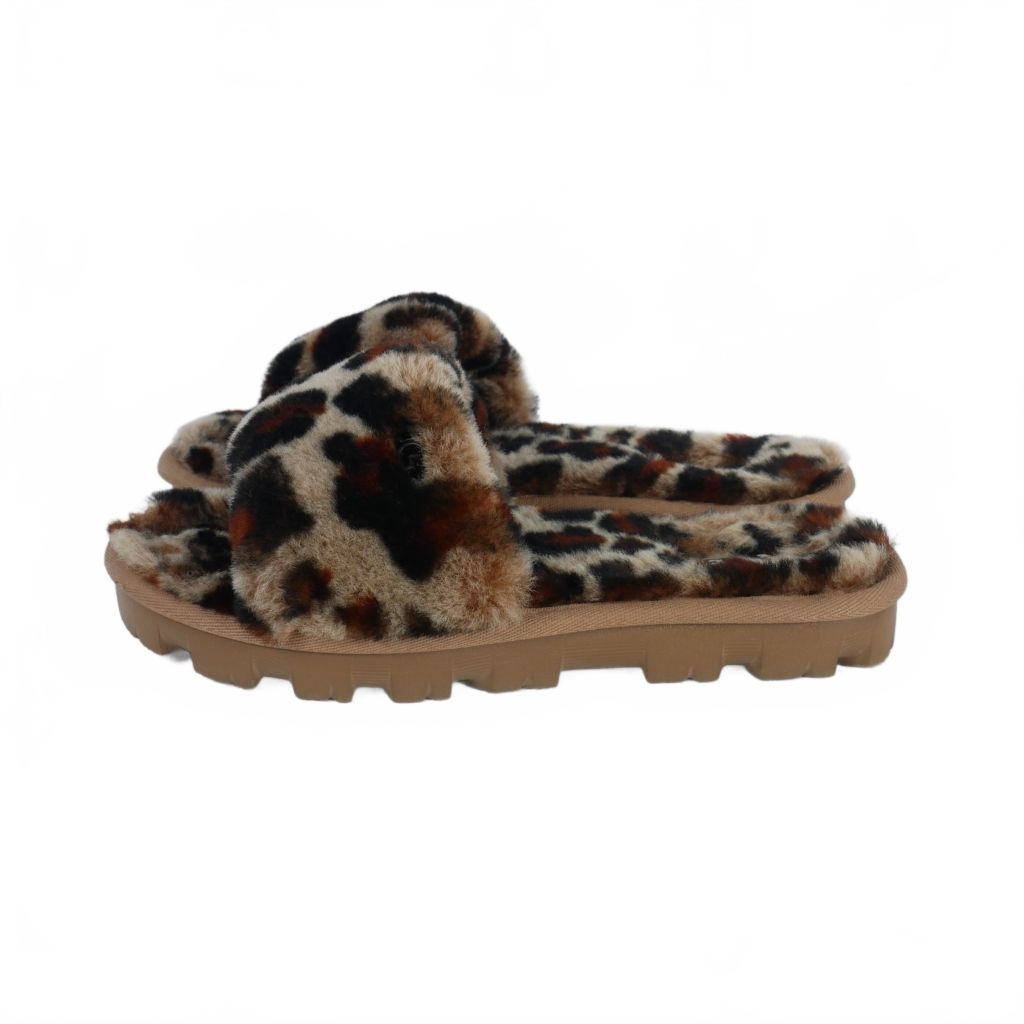美品　ugg  アグ　ファー　サンダル　レオパード 美品】✨UGG アグ 25cm フラッフイヤーサンダル レオパード
