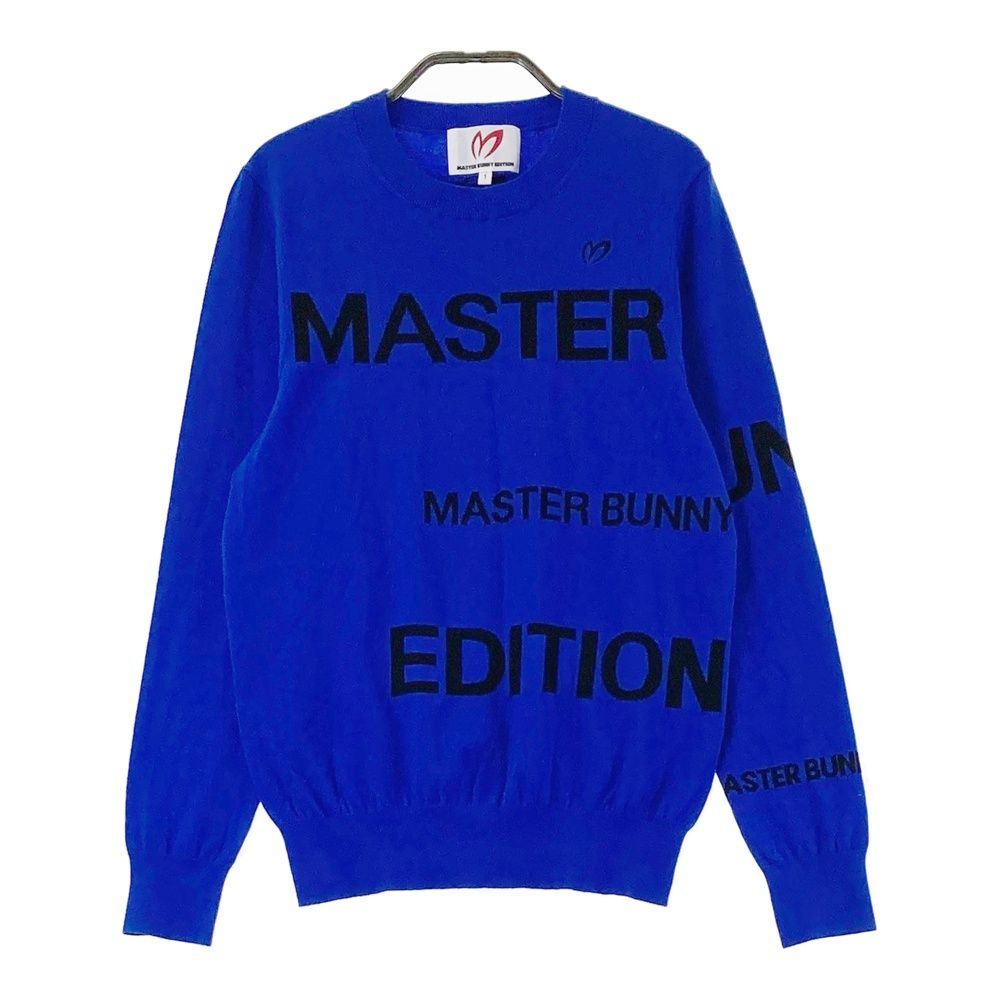 サイズ：1 MASTER BUNNY EDITION マスターバニーエディション  ウール混 ニットセーター ロゴ ブルー系 [240101480615] ゴルフウェア レディース ストスト サイズ：1 MASTER BUNNY EDITION マスターバニーエディション