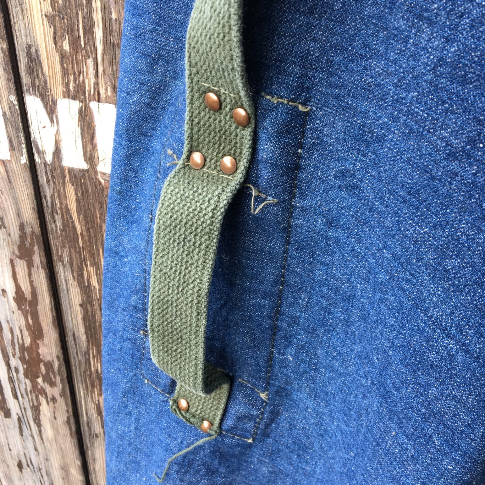 70s Vintage Local Made Denim Duffel Bag ビンテージ デニム ダッフルバッグ ミリタリー 民間用