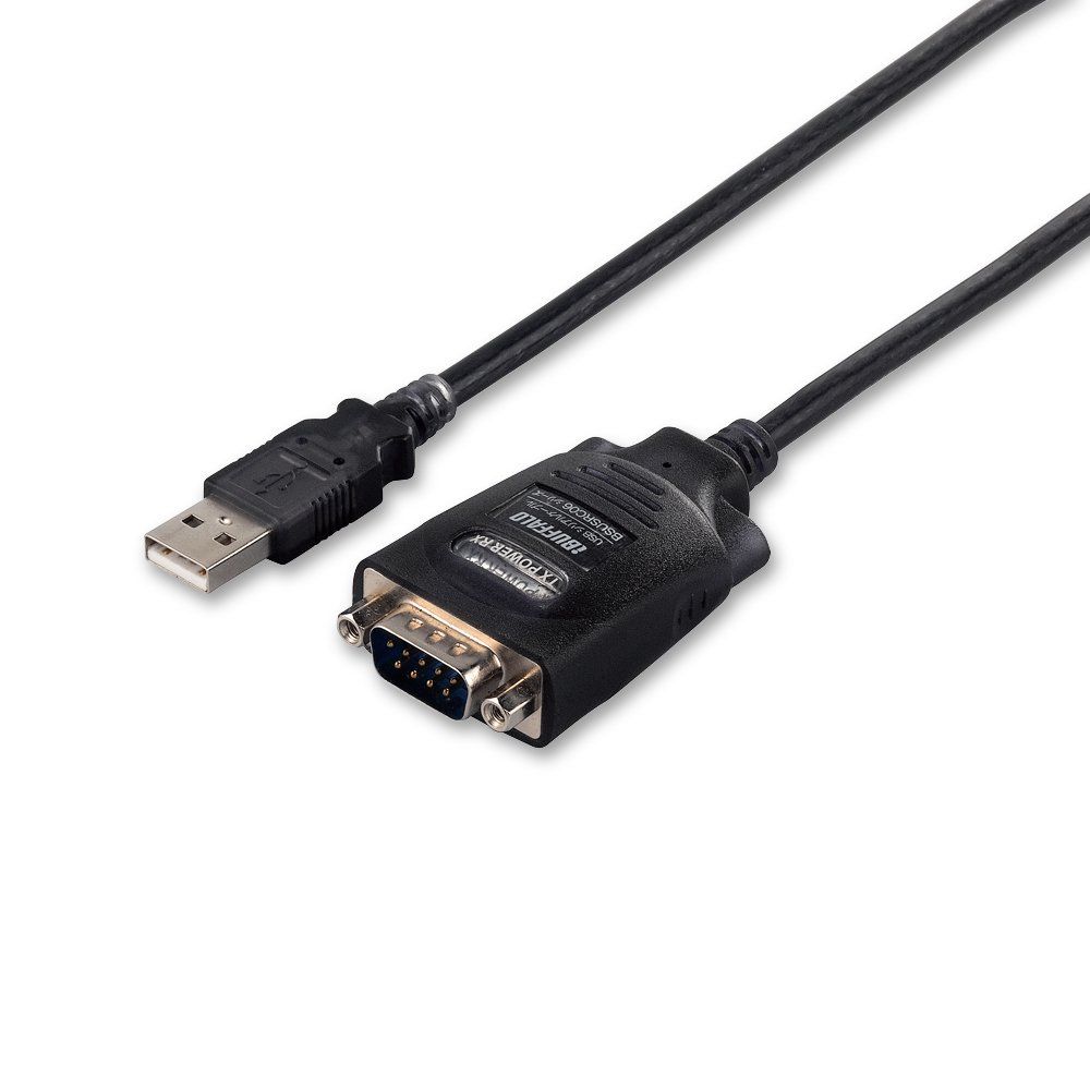 iBUFFALO USBシリアルケーブル(USBtypeA to D-sub9ピン)0.5m ブラックスケルトン BSUSRC0605BS [ブラックスケルトン] [単品] [0.5m]