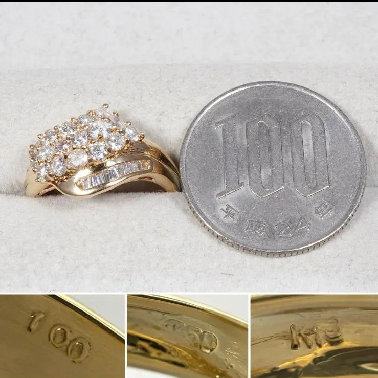 ダイヤ リング K18 ダイヤモンド 1.00ct 指輪18金メレ 1ct - メルカリ