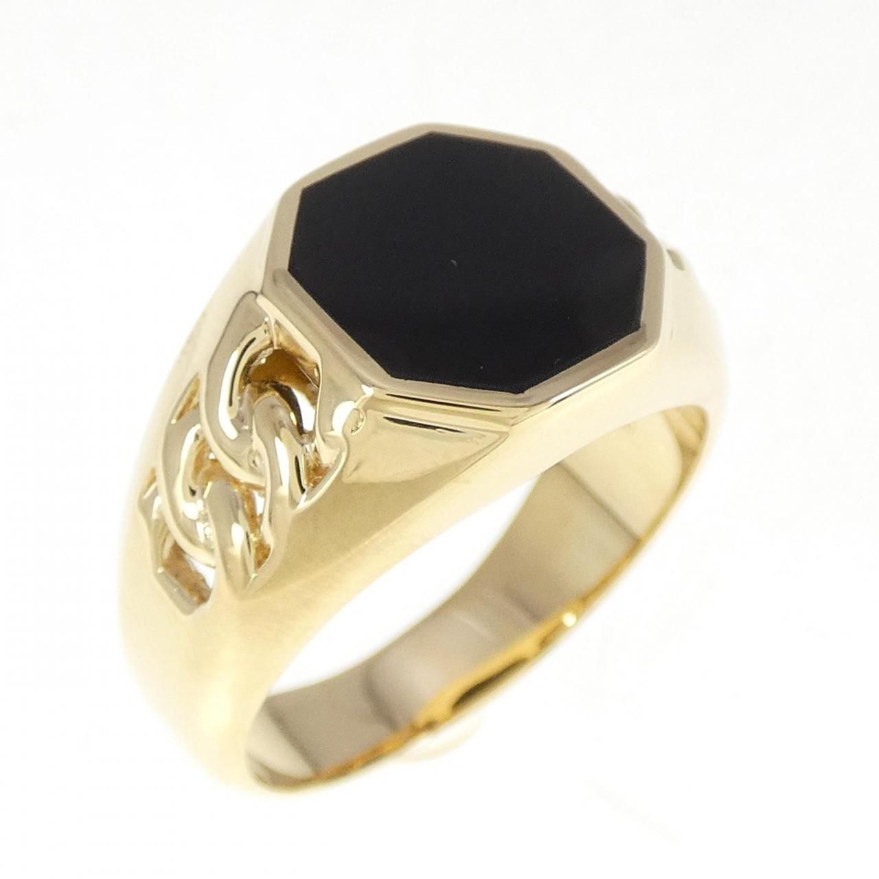 K18YG　パライバトルマリン　オニキス　リング　指輪 K18YG オニキス リング K18YG パライバトルマリン オニキス リング