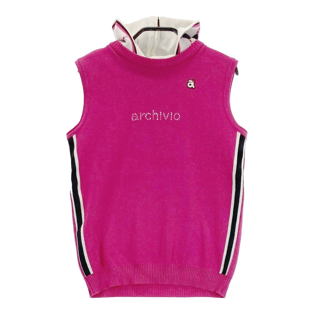 サイズ：36 ARCHIVIO アルチビオ フード付 ニットベスト ピンク系