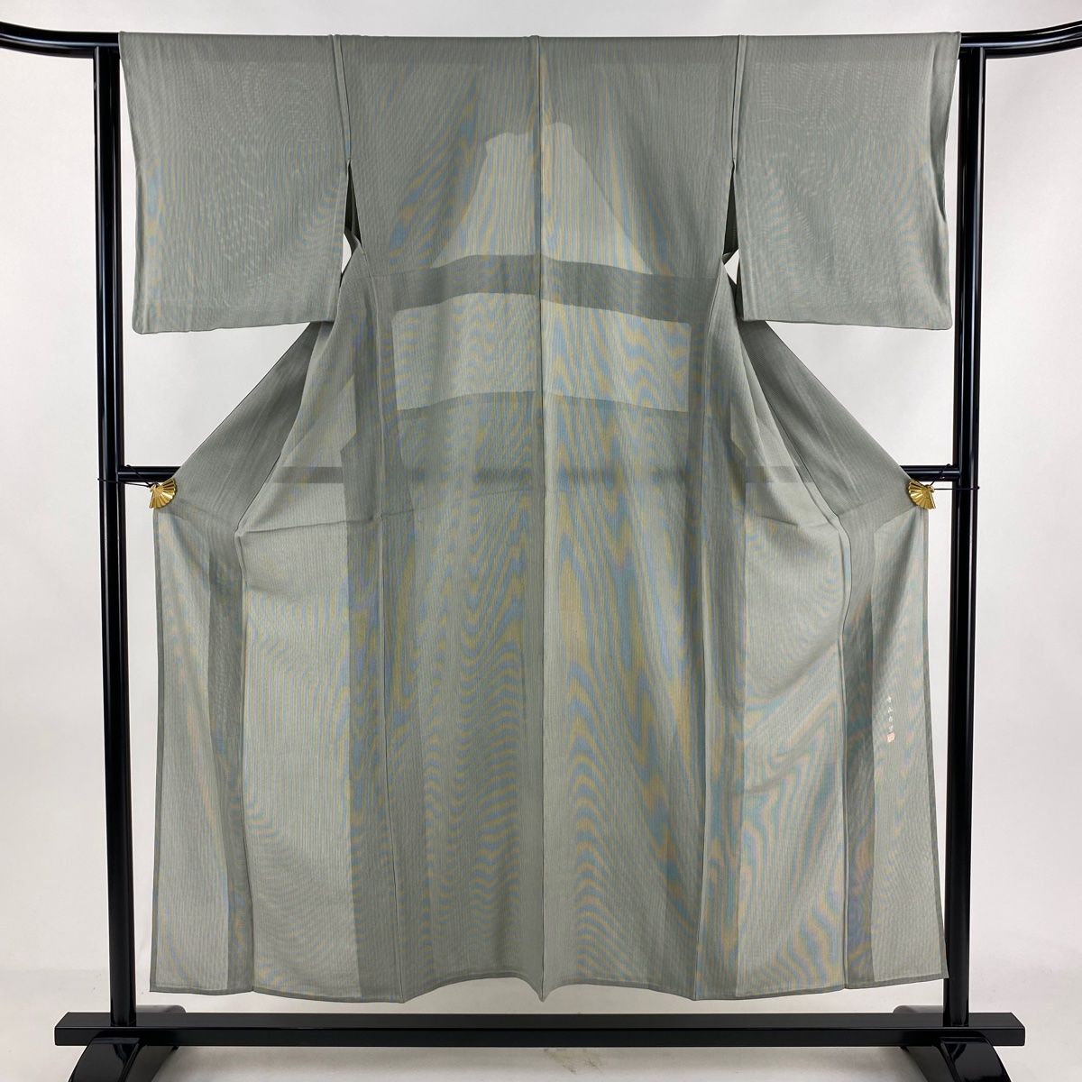 江戸小紋 身丈152.5cm 裄丈62cm S 薄物 紗 寺山存男 落款 万筋 薄緑  