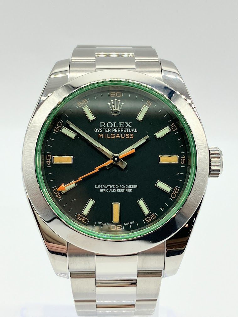 【ITA9K54N2AX4】ROLEX ロレックス ミルガウス 116400GV M番 ブラックダイヤル グリーンガラス 保証書 赤タグ