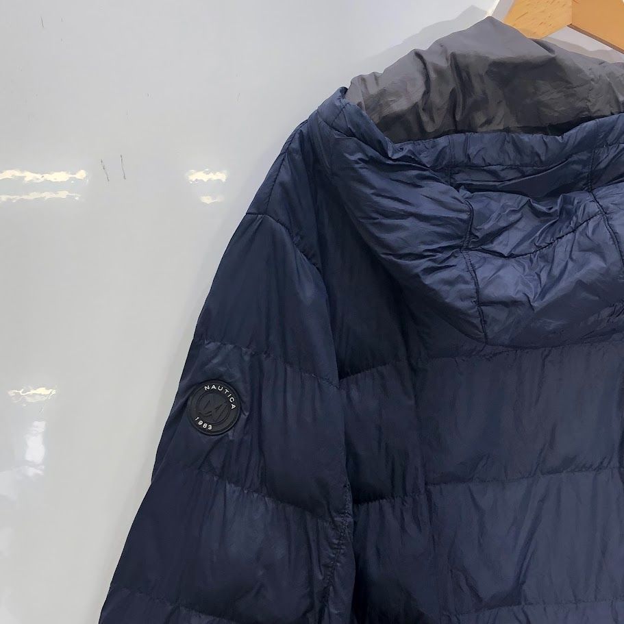 NAUTICA◆ダウンジャケット/XXL/ナイロン/GRN/nmj34147 90s ノーティカ 刺繍 リバーシブル ナイロン ダウンジャケット XXL