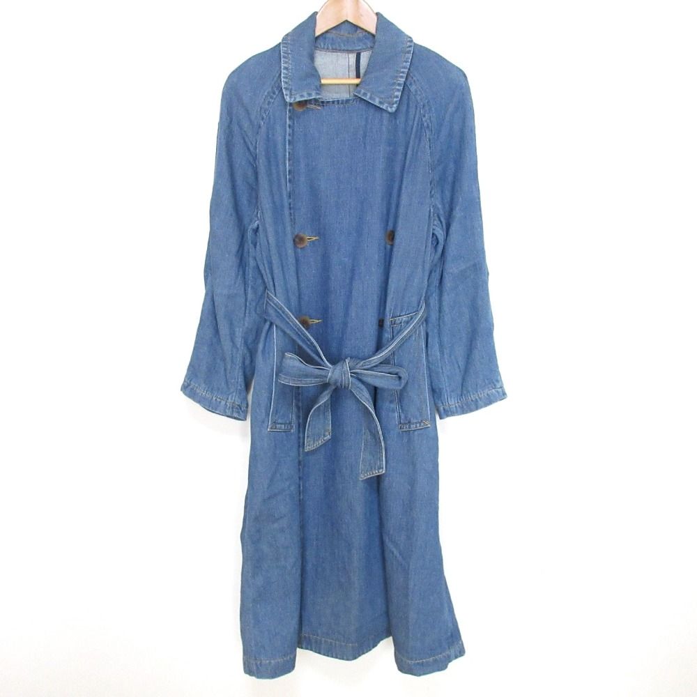 Theory luxe セオリーリュクス CELLULAR DENIM DANIELA デニム ベルト付き トレンチコート 38 インディゴブルー レディース 古着