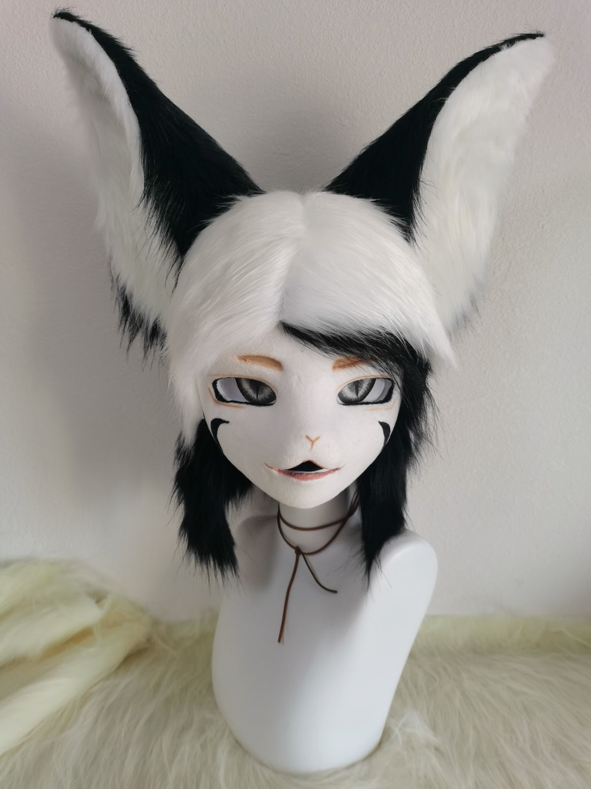 着ぐるみヘッド 猫 黄色い 全頭ヘッド ケモノ マスク ファー