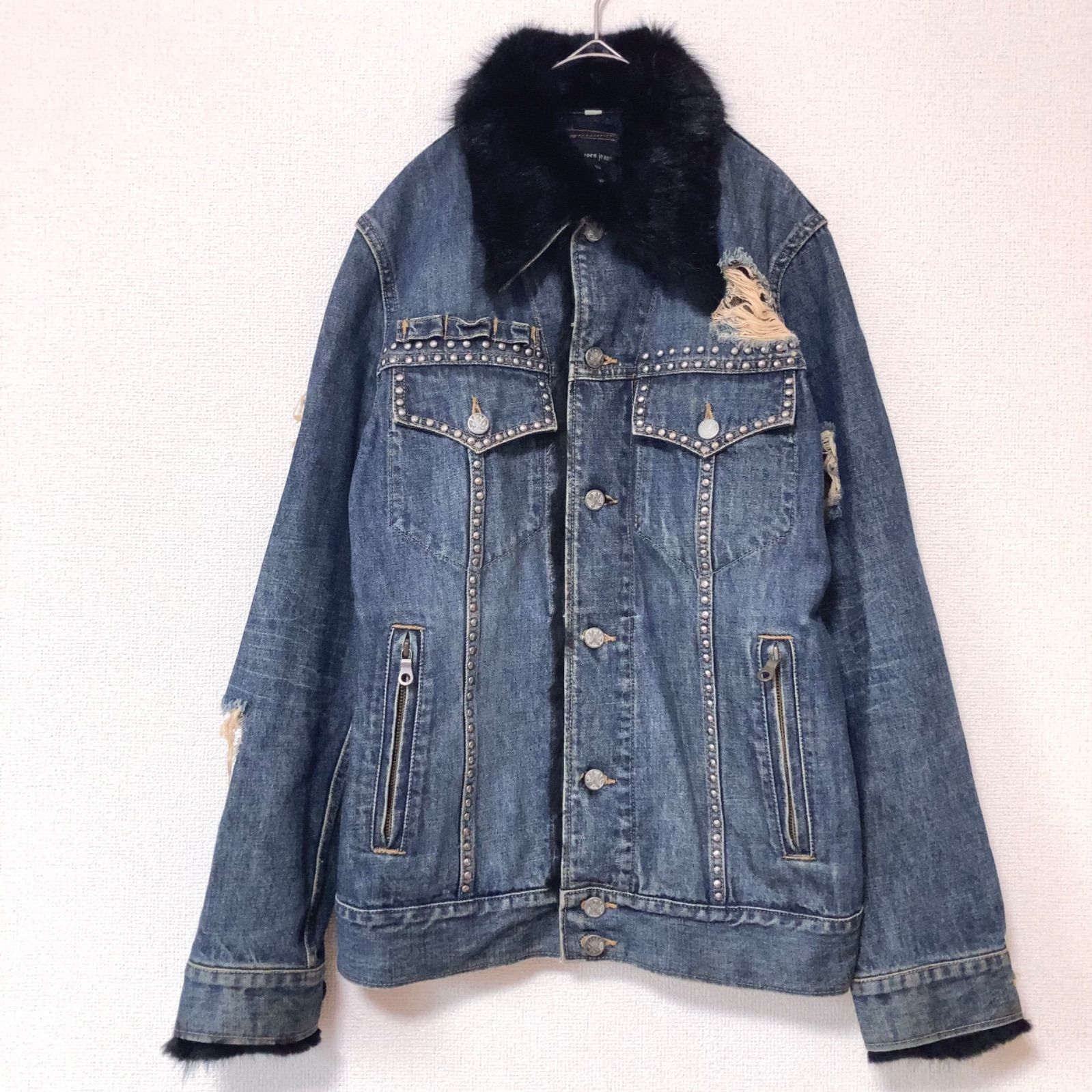 z1101 ロエンジーンズ roen jeans ファー付き デニムジャケット G 