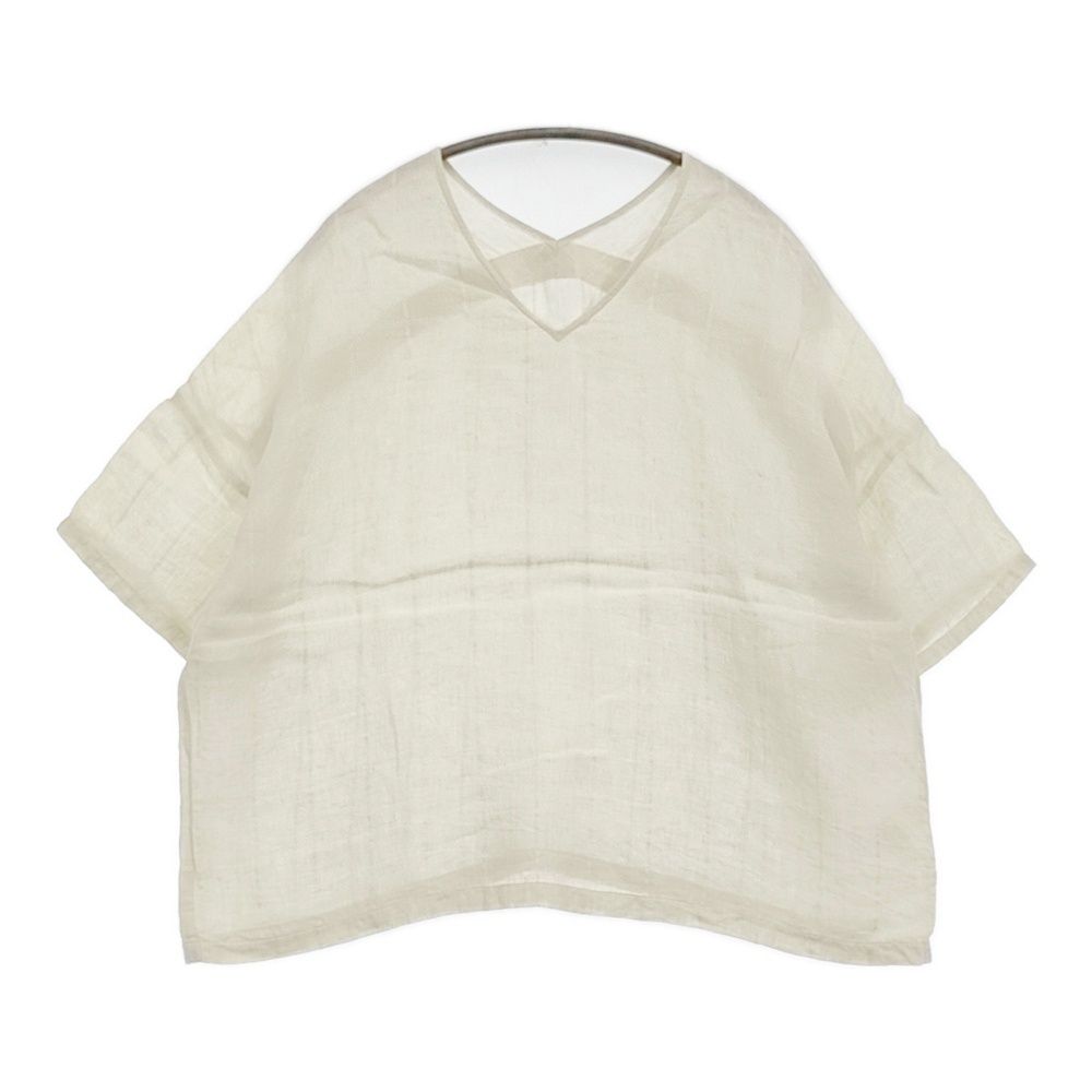 evam eva linen stitches pullover 定価26400円 E251T172 サイズM ブラウス シャツ 25SS アイボリー レディース エヴァムエヴァ 5-0902S♪
