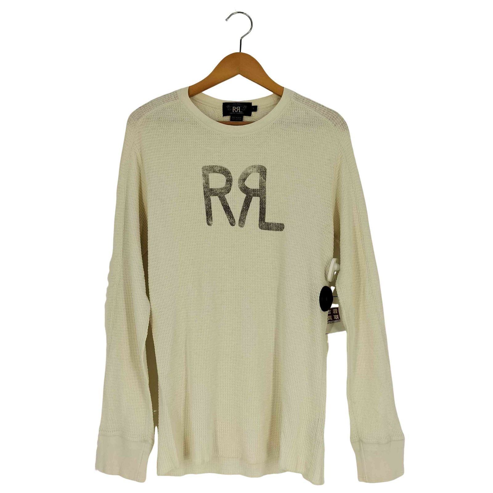 ダブルアールエルラルフローレン RRL RALPH LAUREN ロゴプリント ワッフル サーマル ロングスリーブTシャツ メンズ import S