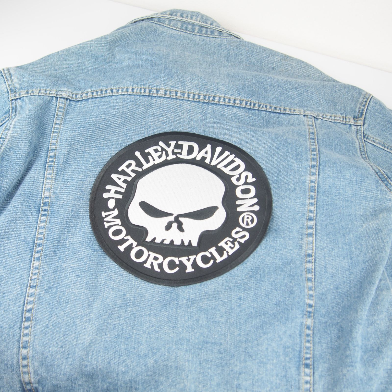 LL② 特大 Harley-Davidson スカル ロゴ アイロンワッペン ワッペン