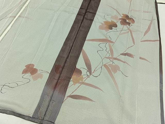 平和屋着物○訪問着 友禅 紬地 枝花文 正絹 逸品 AAAT0639zg 平和