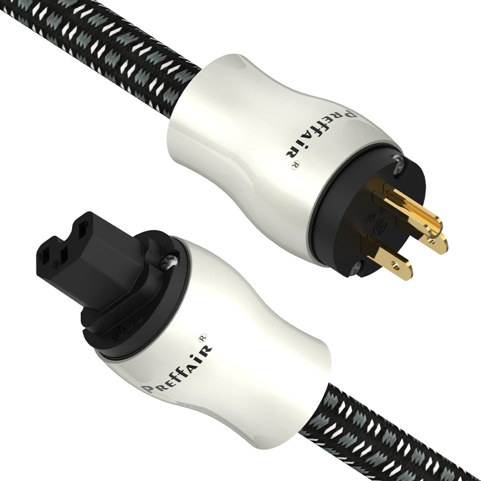 Preffair 10AWG オーディオ電源ケーブル 純銅OFC 3ピン 125V|15A ac電源コード IEC320 C13|C15ブ オーディオ用電源コード 耐久性 ホームシアター AVレシーバー パワーフィルタ アンプ サウンドシステム用 2M