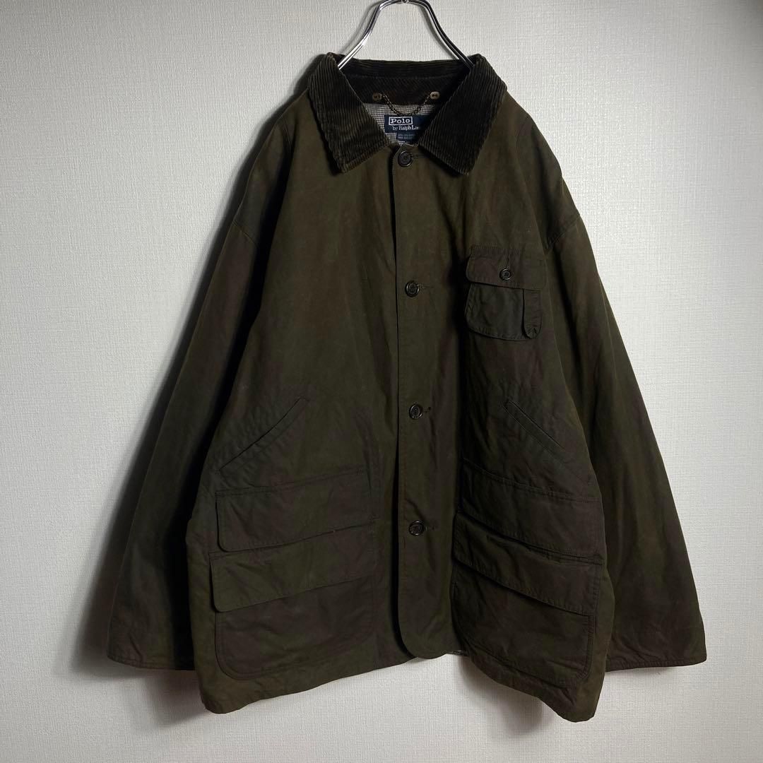 入手困難】ラルフローレン オイルジャケット 襟コーデュロイ XL