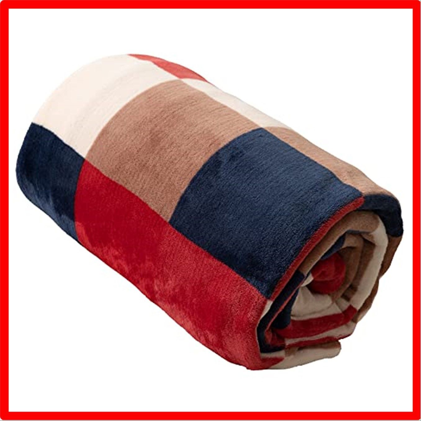 【匿名配送】 02)セミダブル_ブロックチェック柄レッド PatternName: 布団カバー兼用タイプ mofua(モフア)布団を包める毛布 プレミアムマイク