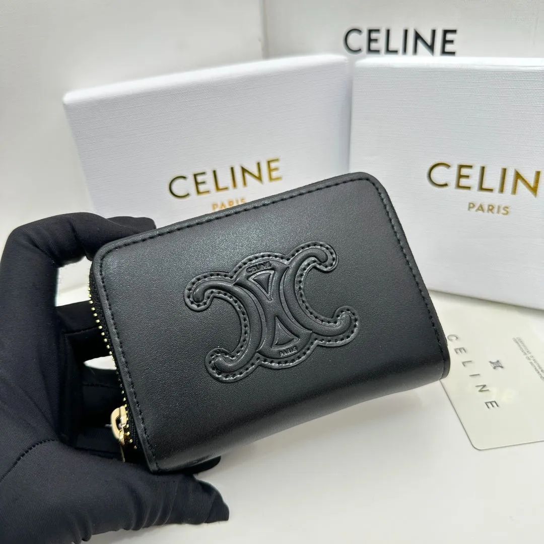 CELINE セリーヌ・トリオンフ・コインケース・財布 黒 - メルカリ