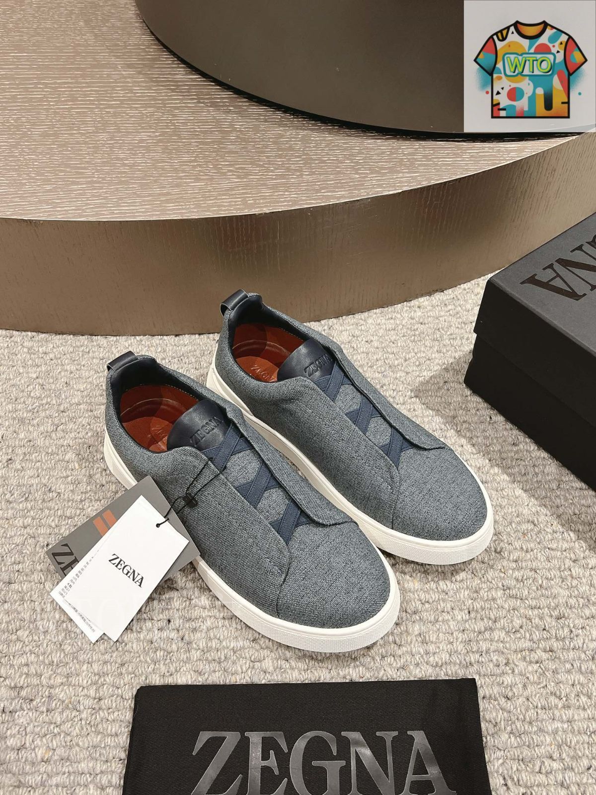 新品未使用）Z ZEGNA ダークブルースニーカー 箱付き 定価10万円ほど