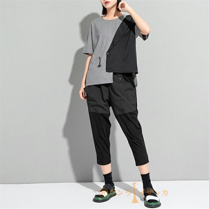 tシャツ 切替アシンメトリーTシャツ レディース OSMOSIS tシャツ 切替アシンメトリーTシャツ レディース