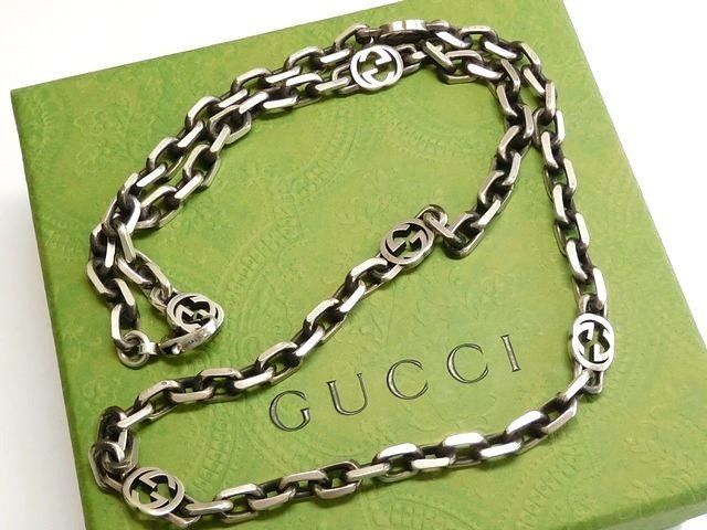 GUCCI ネックレス　インターロッキング　チェーン　ロング　60cm シルバー GUCCI ネックレス インターロッキング チェーン ロング 60cm