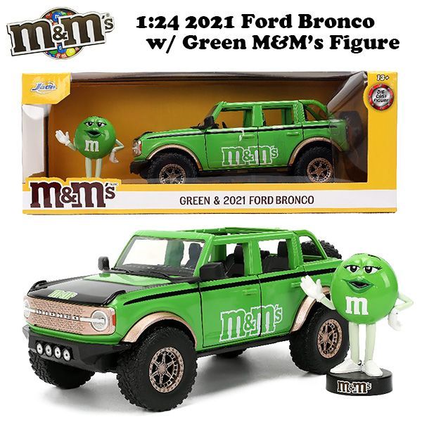 1 24 M-M S 2021 FORD BRONCO w| GREEN FIGURE エムアンドエムズ ミニカー