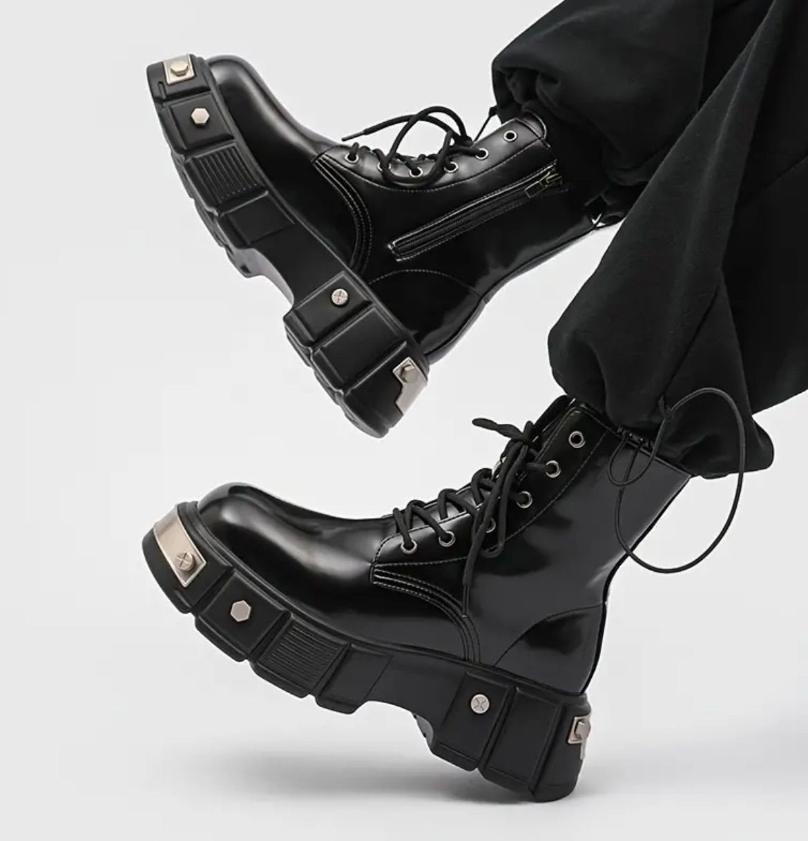 バイクブーツ レザー ブーツ バイクシューズ バイク靴 シューズ 靴 アウトドア アウトドア用品 パンク メンズ 厚底 ショットブーツ 身長UP 秋 冬 かっこいい ロック 履き心地 コンフォート 痛