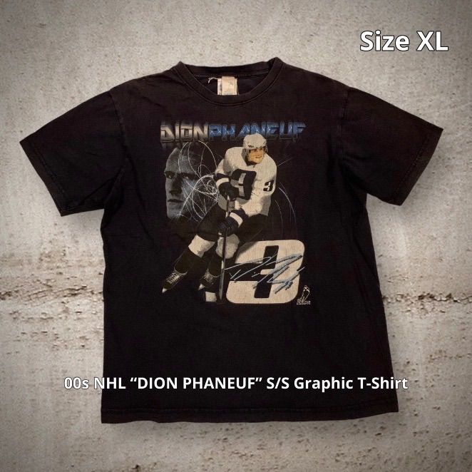 00s NHL “DION PHANEUF” S/S Graphic T-Shirt ディオン・ファヌフ S/S Tシャツ 半袖 ネイビー XLサイズ  アイスホッケー 特殊プリント フェード感