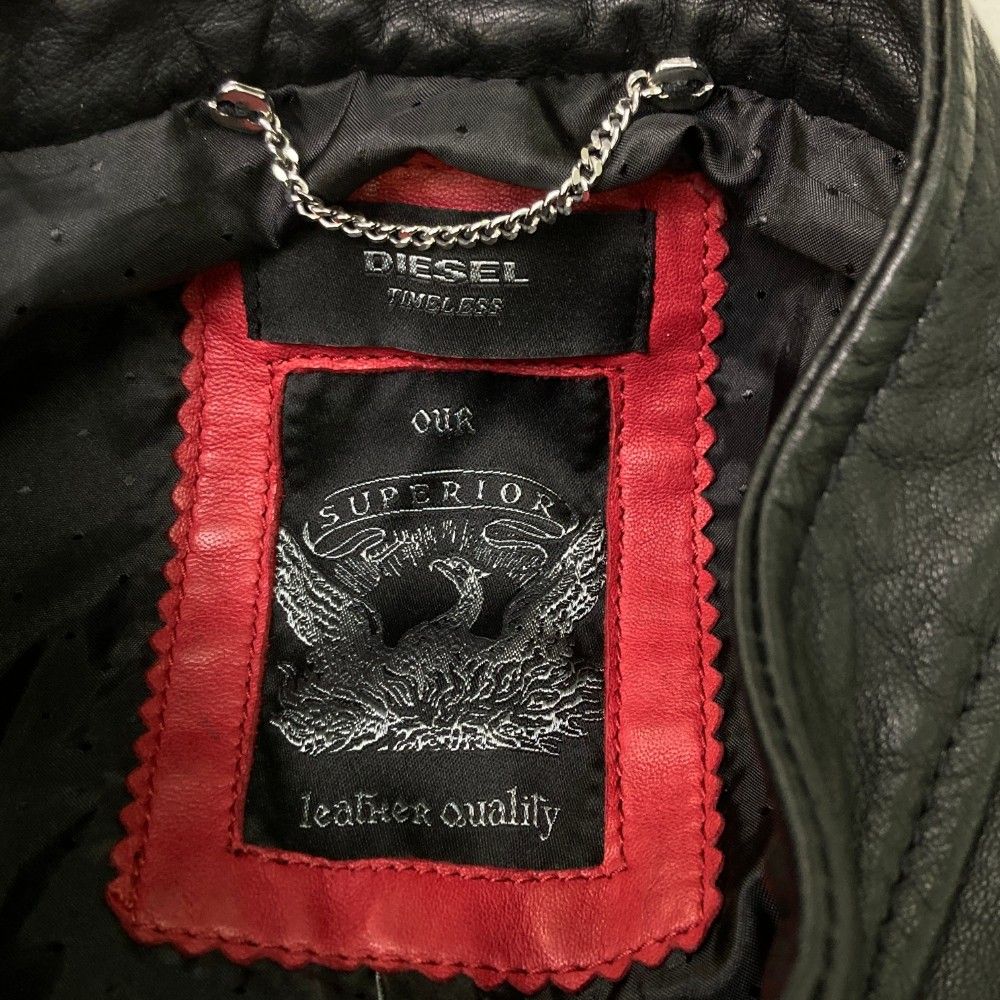 DIESEL シングルライダースジャケット ブラック　MA-1 DIESEL ディーゼル ライダース メンズ レザージャケット ジップ