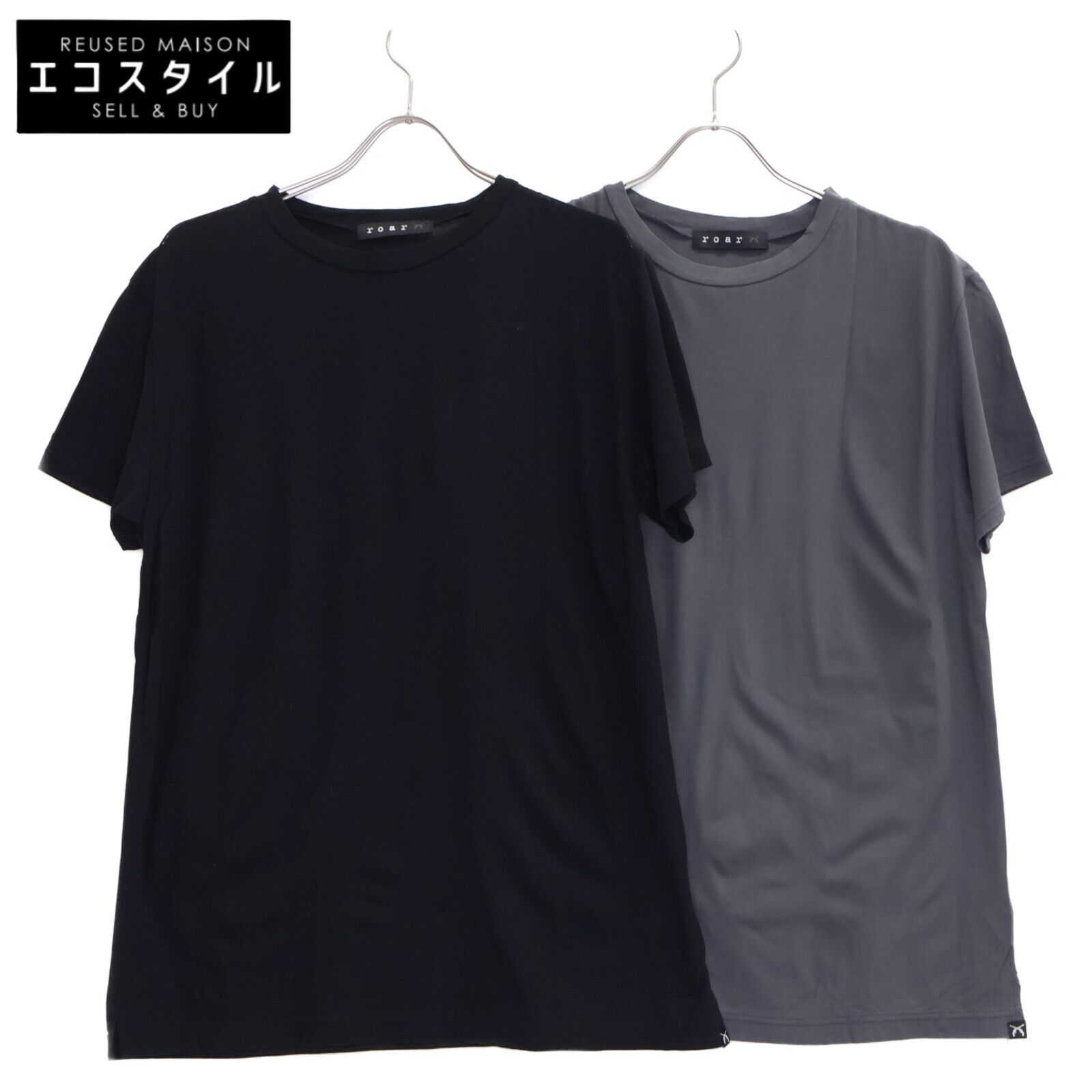roar ロアー 黒 ｸﾞﾚｰ 17SRT-23 80|2 HARD TWIST SZ JERSEY SILKETE FRAME PISTOL HOT FIX T-SHIRTS 計2点 1