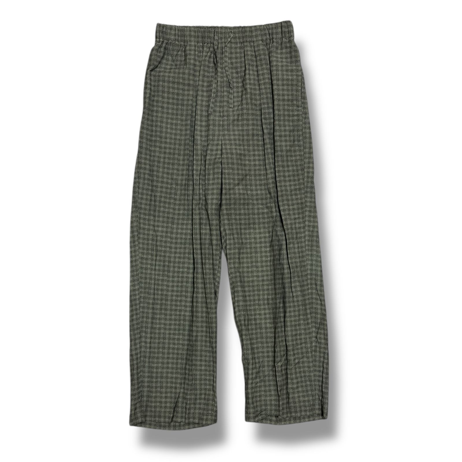 参考上代39600円 YOKE 24SS PIXEL LOW PLAID EASY PANTS イージーパンツ ワイドテーパードパンツ ヨーク YK24SS0655P チャコール 1 81557A7