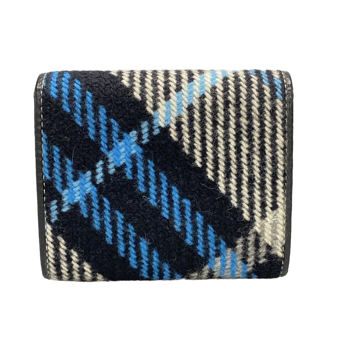 コインケース 黒×アイボリー×ライトブルー