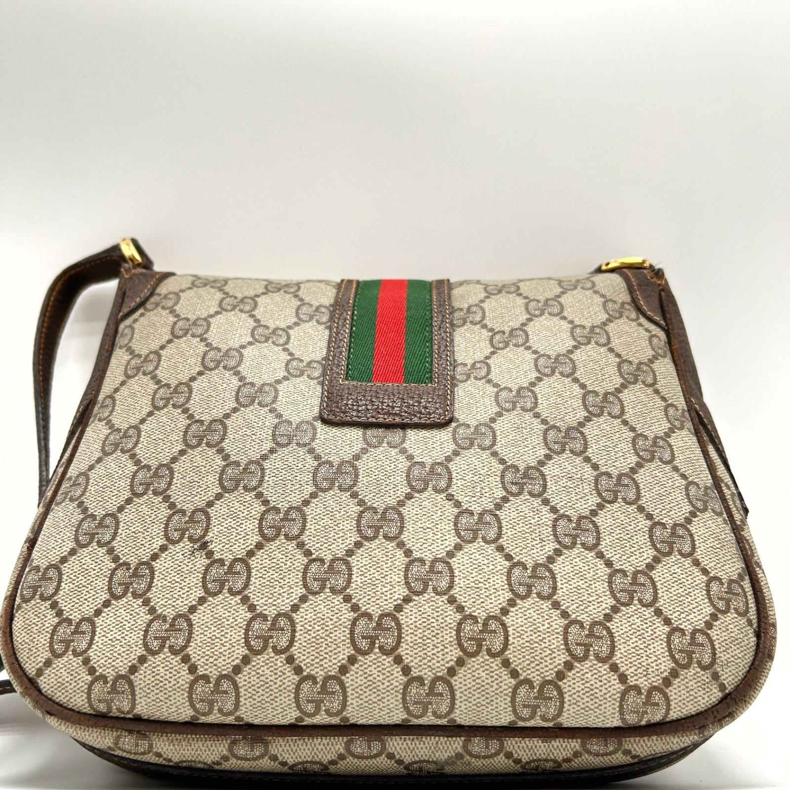 希少 GUCCI グッチ オールドグッチ ショルダーバッグ 肩掛け 斜めがけ GGスプリーム シェリーライン ポシェット 斜めがけ レザー ブラウン  茶 ベージュ メンズ レディース ユニセックス - メルカリ