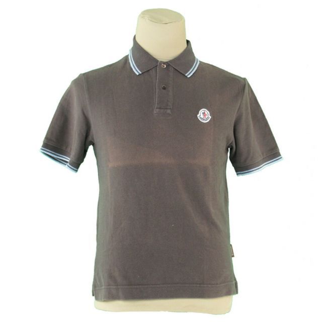 MONCLER グレー ポロシャツ　モンクレール　シャツ　半袖　ワッペン グレー ポロシャツ : Tシャツ＆ポロシャツ 向けの メンズ