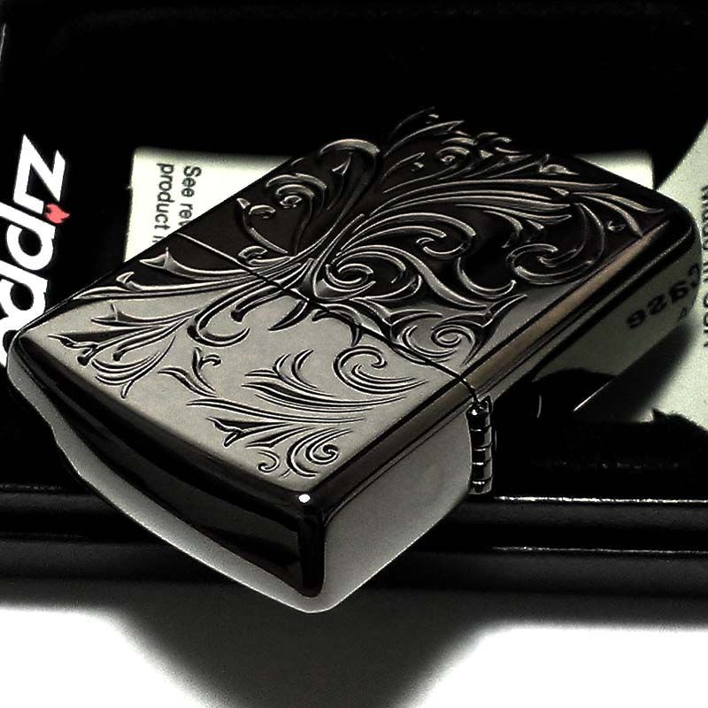ZIPPO アーマー ボタニカル ブラック チタンコーティング ミラー