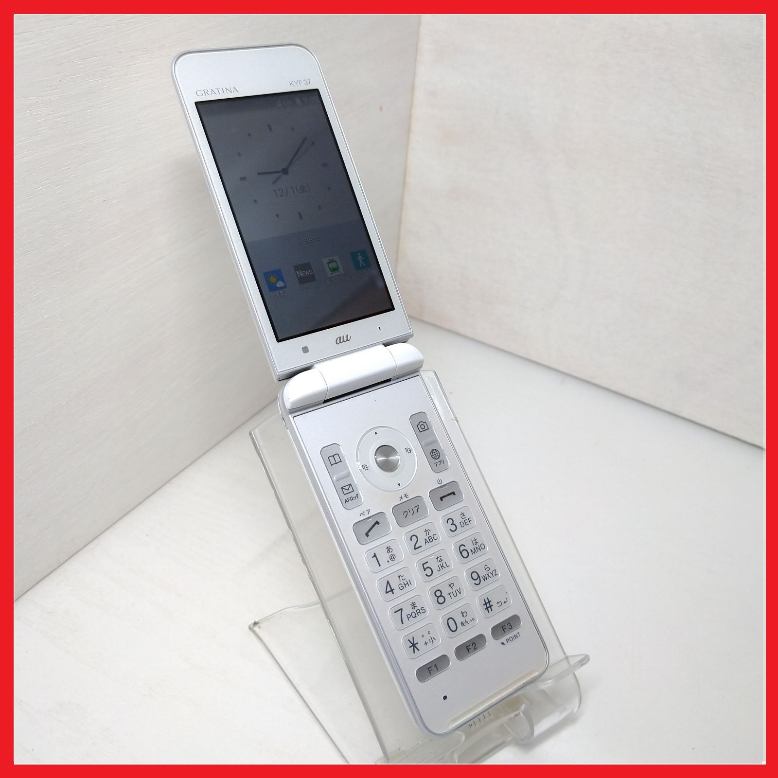 au KYF37 GRATINA 4G白ロムSIMロック解除済ガラケー 携帯電話