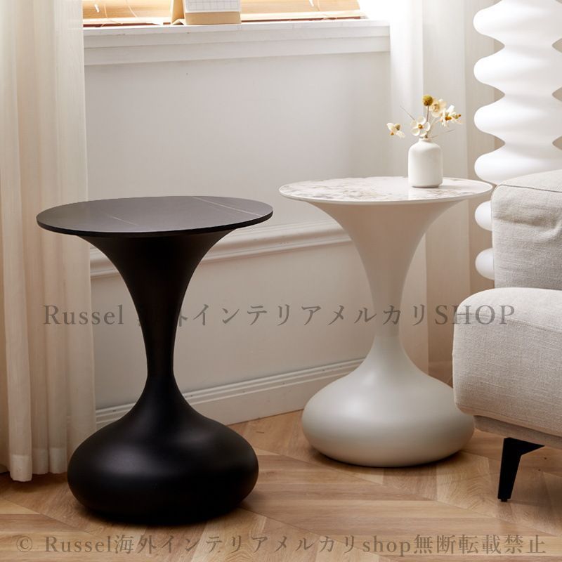 曲線が可愛いサイドテーブル(表面保護塗装) テーブルコーティングの