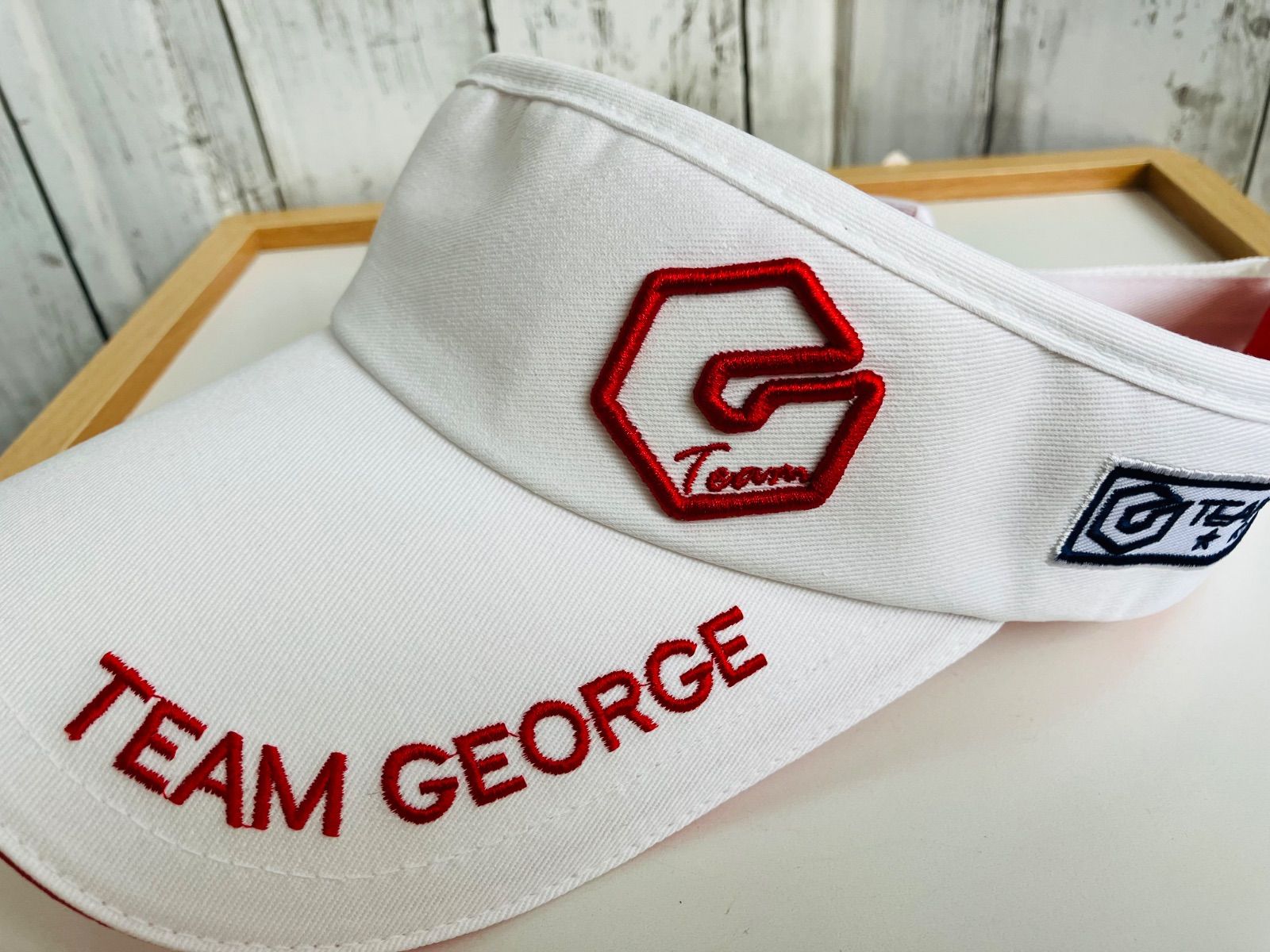 PGGパーリーゲイツ サンバイザー ネイビー×白 立体ロゴ FR ゴルフ