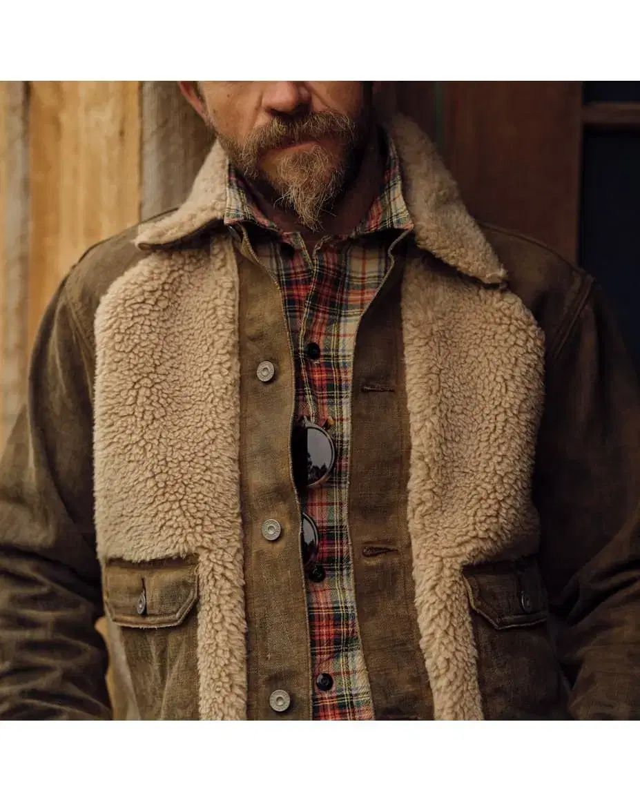 RRL フリース デニム ジャケット グリズリー L size
