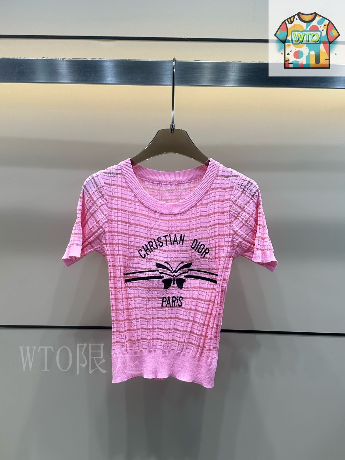 美品Dior ラメ入りピンク袖 Tシャツ サイズ8 Christian Dior クリスチャンディオール 半袖ワンピース 良好