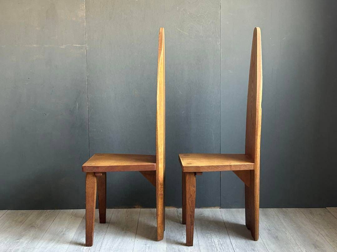 希少　レトロ　無垢材　ヴィンテージ　カフェ　店舗什器　ハイバックチェア　ユニーク 希少 レトロ 無垢材 ヴィンテージ カフェ 店舗什器 ハイバック