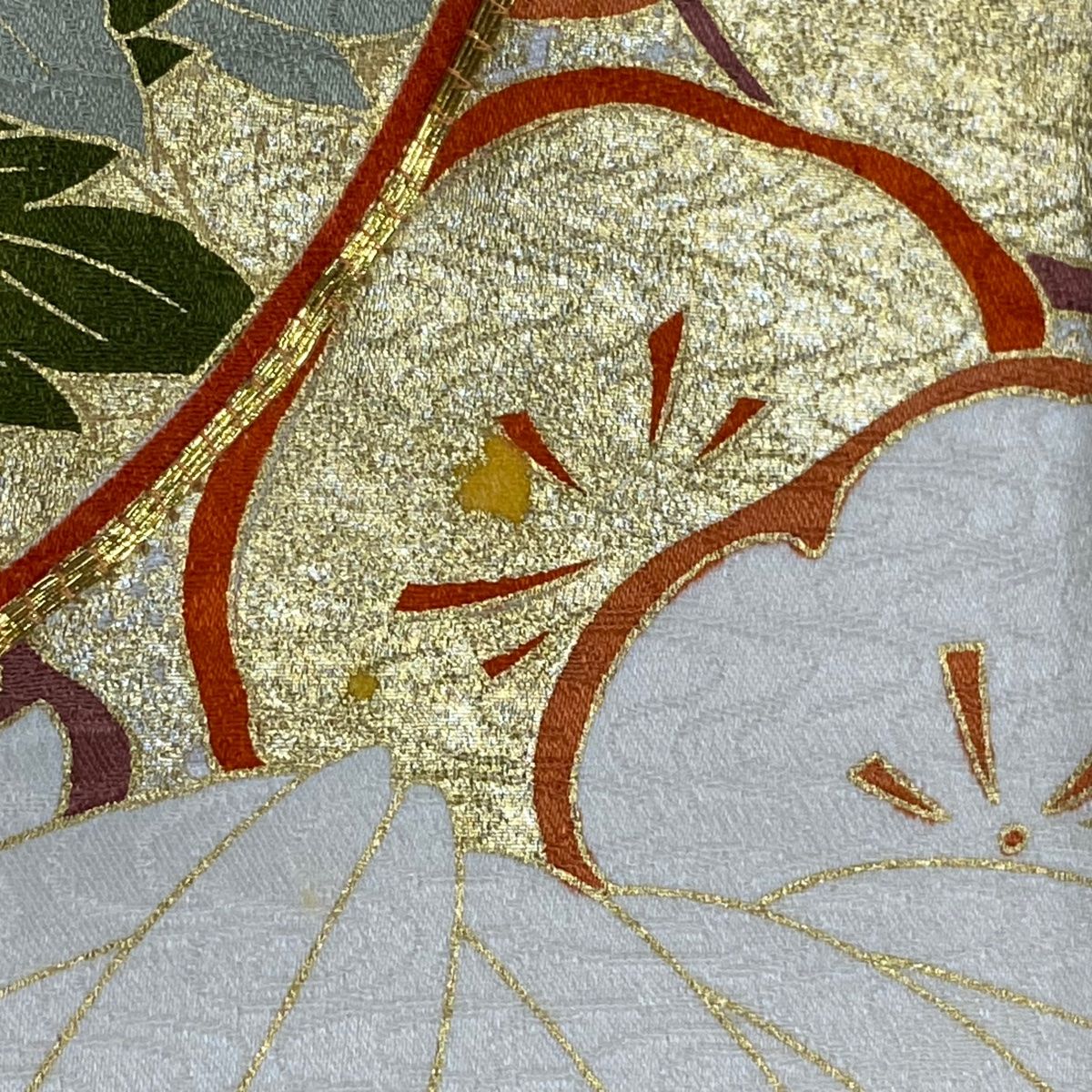 振袖 身丈163.5cm 裄丈66cm M 袷 牡丹 松竹梅 クリーム 正絹 名品  