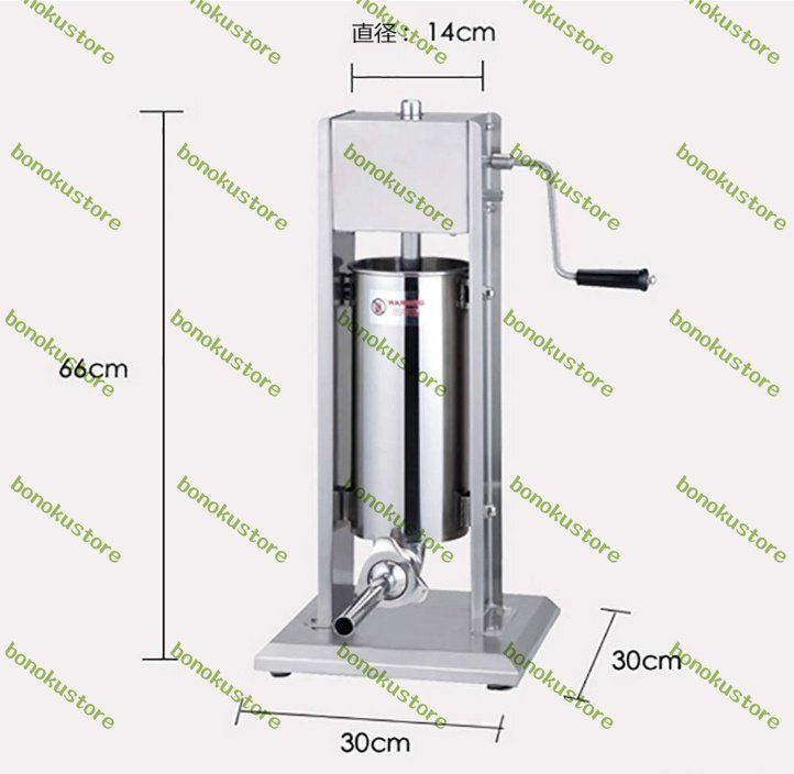 ソーセージスタッファー 手動腸詰め機 ステンレス製 家庭用 業務用 CE認証 16㎜ 22㎜ 32㎜ 38㎜4種類ノズル付き 5L