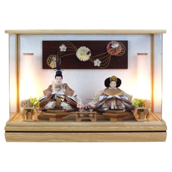雛人形アクリルケース飾り 間口51cm奥行29cm高さ35cm 親王ケース飾り YN1297HC ひな人形 ナチュラル モダン アクリルケース 木目