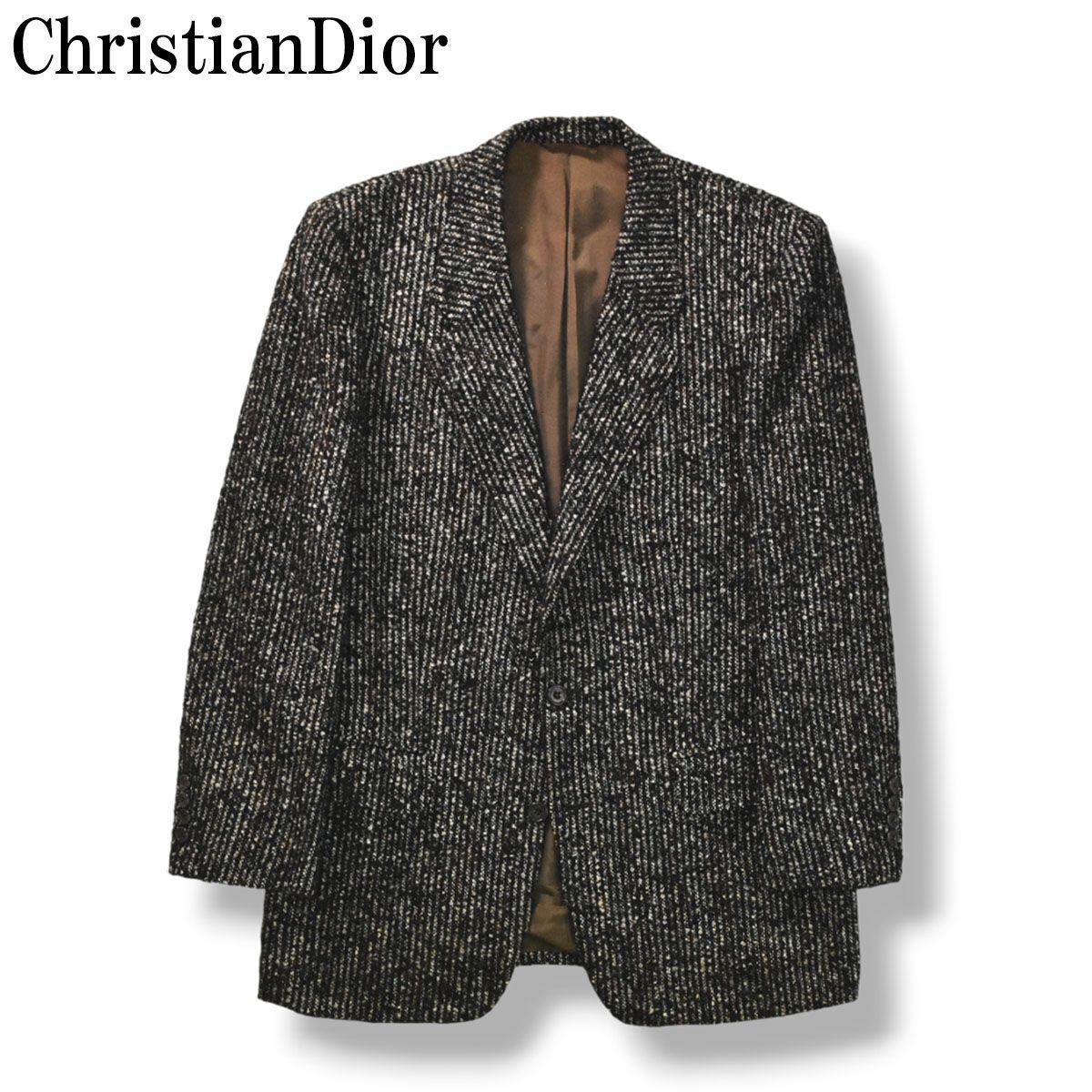 【美品】 【希少】 80sヴィンテージ クリスチャンディオール ChristianDior MONSIEUR ファンシーツイード  シングル 2B テーラードジャケット 秋冬 L ミックスカラー メンズ